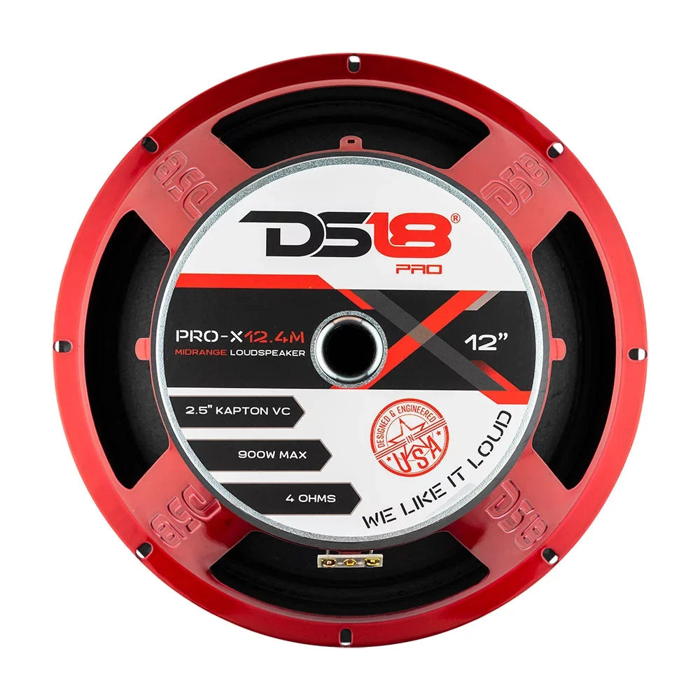 Speaker Audio Mid 1x Watt Loud DS18 900 Range Red 12" Ohm 4 PRO-X12.4M Pro