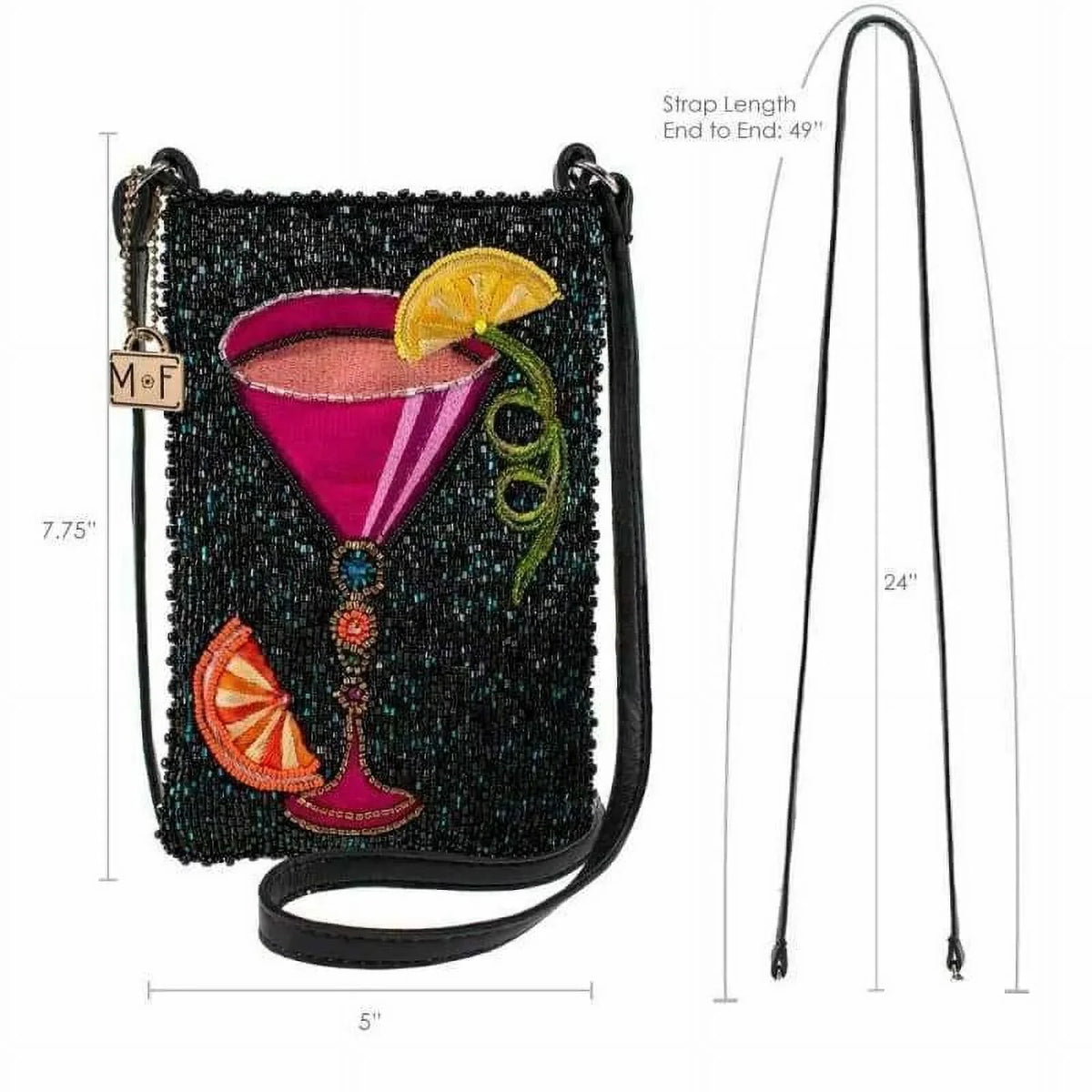 Leather Beaded Crossbody Mary Shoulder Frances NEW Bag Phone Take a Sip Cocktail Bag