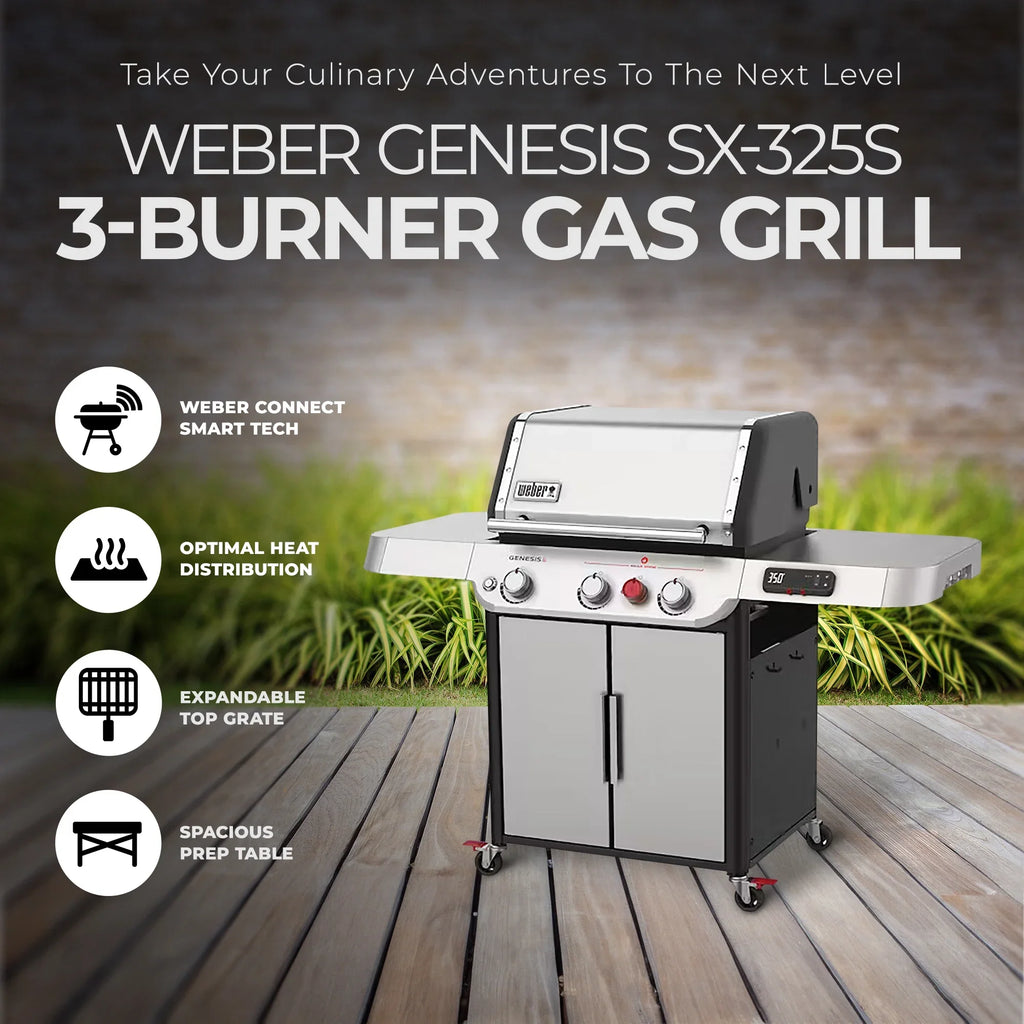 SX-325s with Stainless Propane Steel Smart in 3-Burner Connect Smart Technology Grill Grilling Weber Genesis Gas