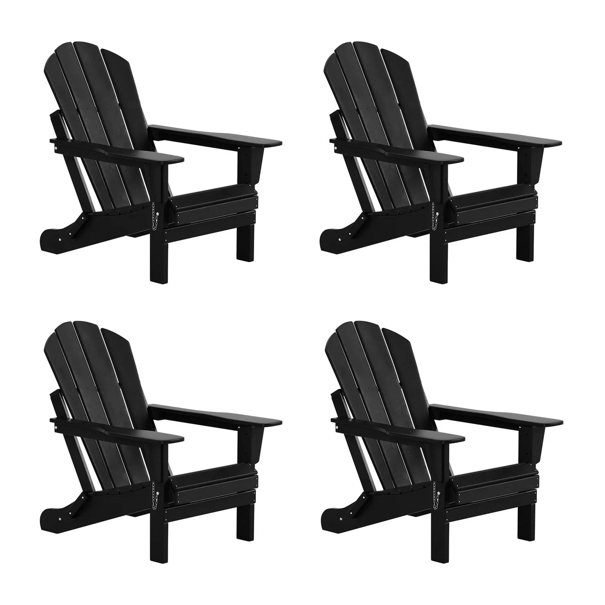 Classic Outdoor (Set Chairs EXTRA Poly Black 4), Patio Adirondack Folding PLATINUM of