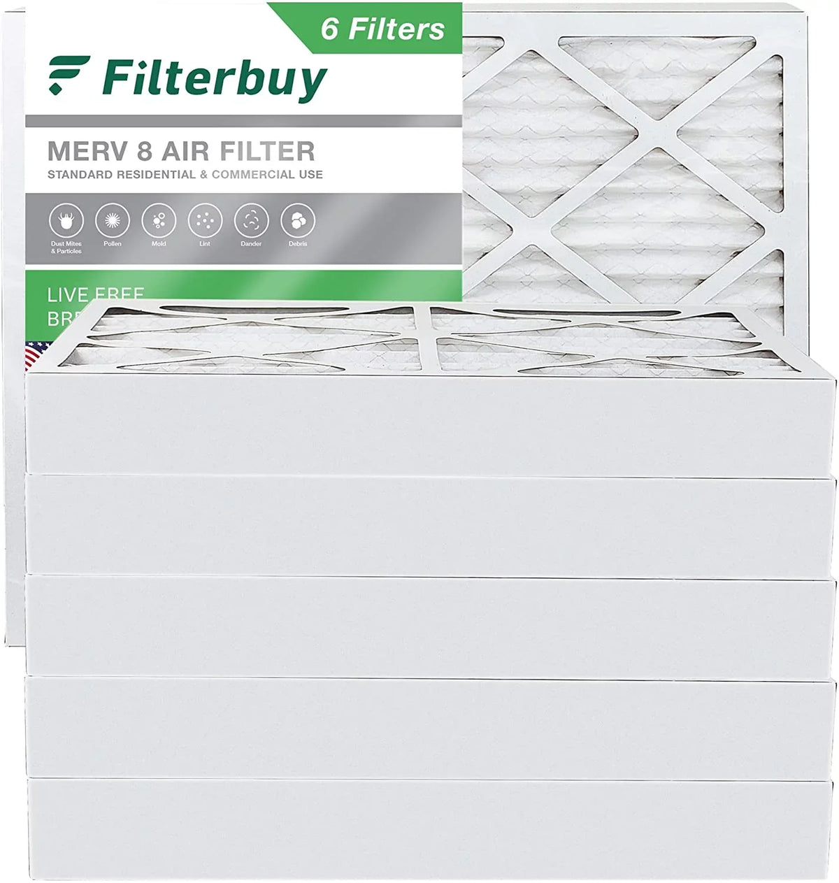 (6-Pack) Air HVAC MERV AC Furnace Pleated 8 10x16x4 Filters Filterbuy