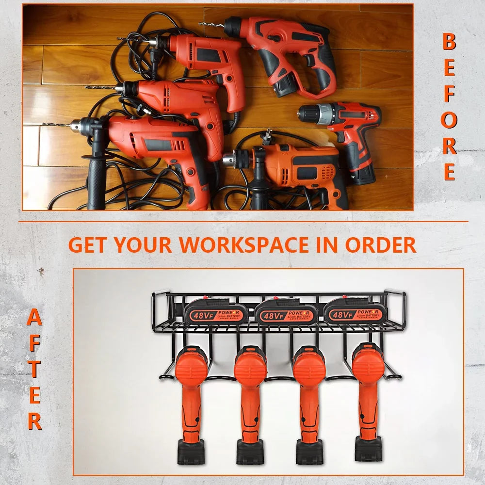 Steel for Power Holder Tools, Power Organizer, Drill Tool Heavy Wall & Mounted Rack Compact Storage Power Handheld Duty Tool