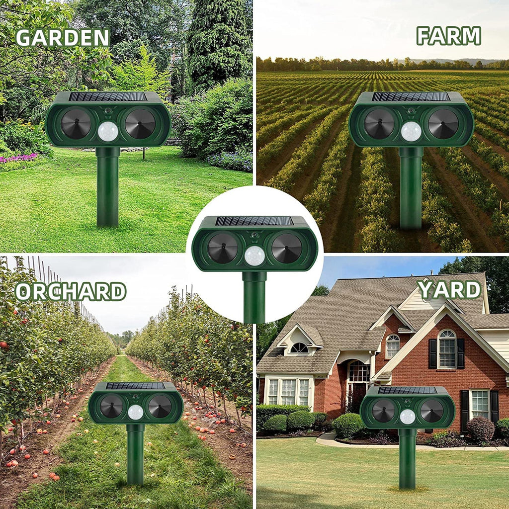 Outdoor Cat Pack Deer to Lights Repellent PIR Animal Fox Repeller Mouse Deterrent Repeller with Sensor Flashing Solar 2 Away Raccoon Dog Animal & Waterproof Keep Pest Ultrasonic Animal