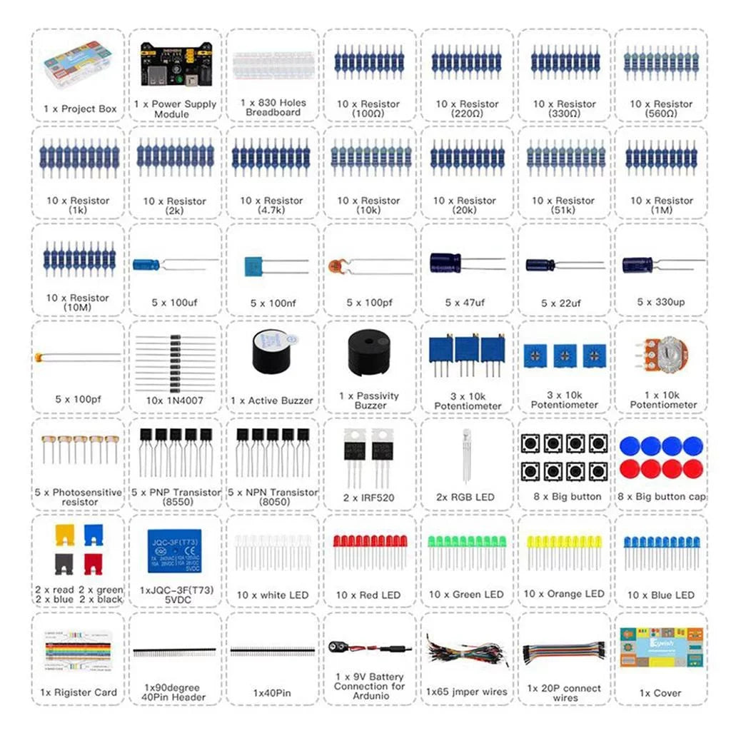 for Starter Basic wires,Resistors, Breadboard,