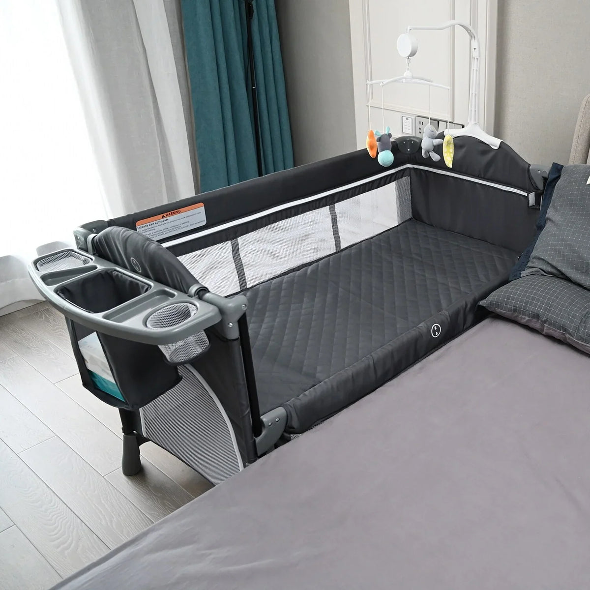 49.6"L Convertible Portable Playpen x - Side Crib 27.6"W Bed Playard, BENTON 29.9"H x Kerrogee TECHNOLOGY Infant Bassinet 5-In-1