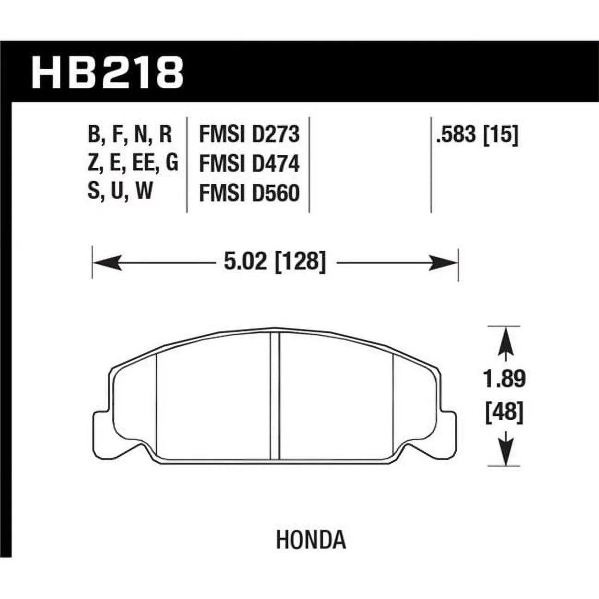 1992-2000 DX 1988-2000 Pads for HPS Performance CX Hawk GX Front 1988-1989 1998-2000 SI, Brake & Civic Street Civic