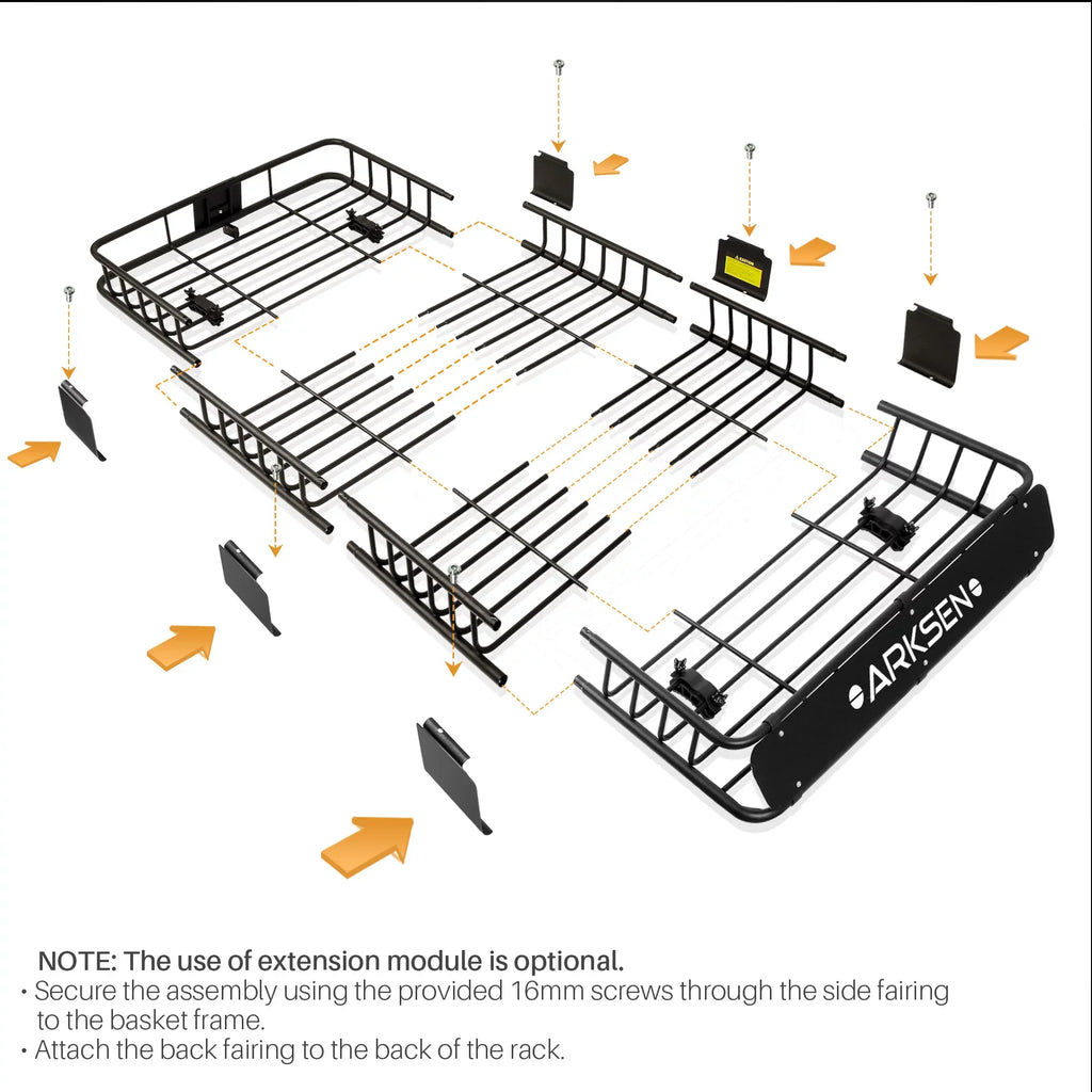 Camping, Black Universal Net Top Carrier SUV Rack Luggage Cargo Extension with Cargo Basket 84" Car 2 Holder ARKSEN Roof