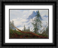 'Mountain Art David Matted Ornate Drifting Peak Clouds' Friedrich with Black 2x Print Framed Caspar 24x20