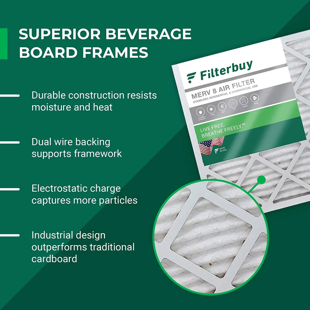 (6-Pack) Air HVAC MERV AC Furnace Pleated 8 10x16x4 Filters Filterbuy