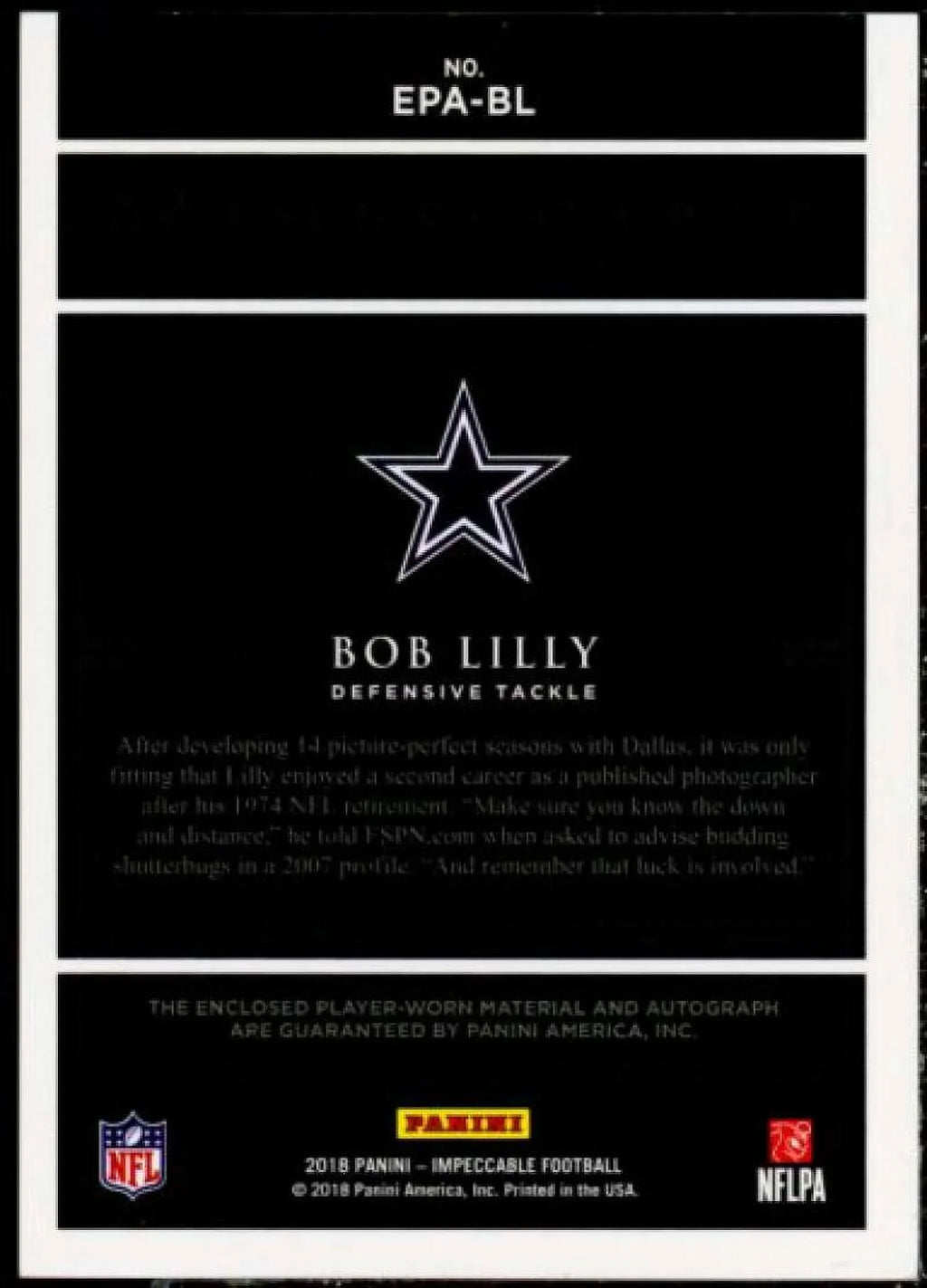 Impeccable Extravagance Bob Patch Panini 2018 #12 Card Autographs Lilly