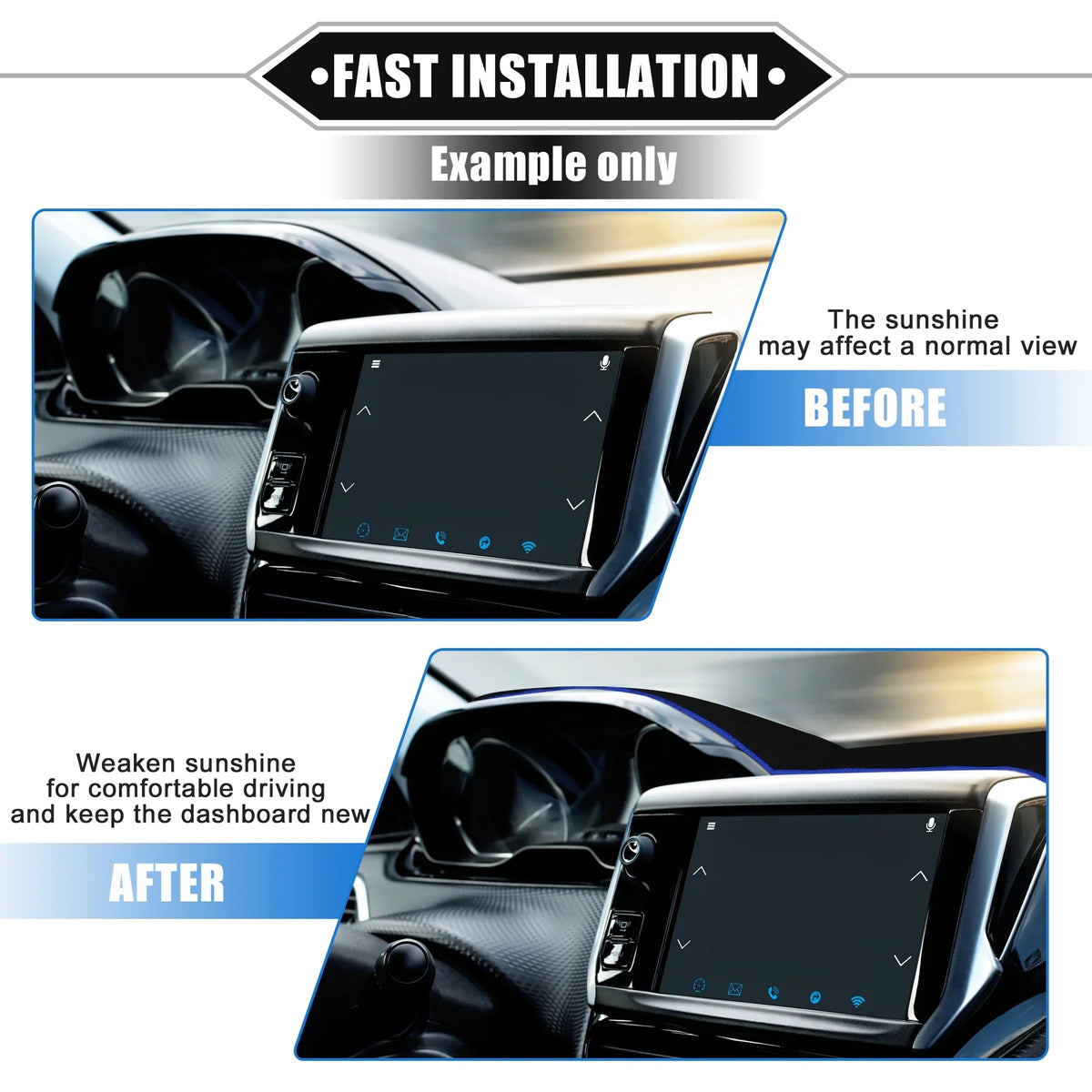 Black Unique F150 Mat 2015-2020 Protective Dashboard Polyester Car for Bargains Console Blue Center Cover