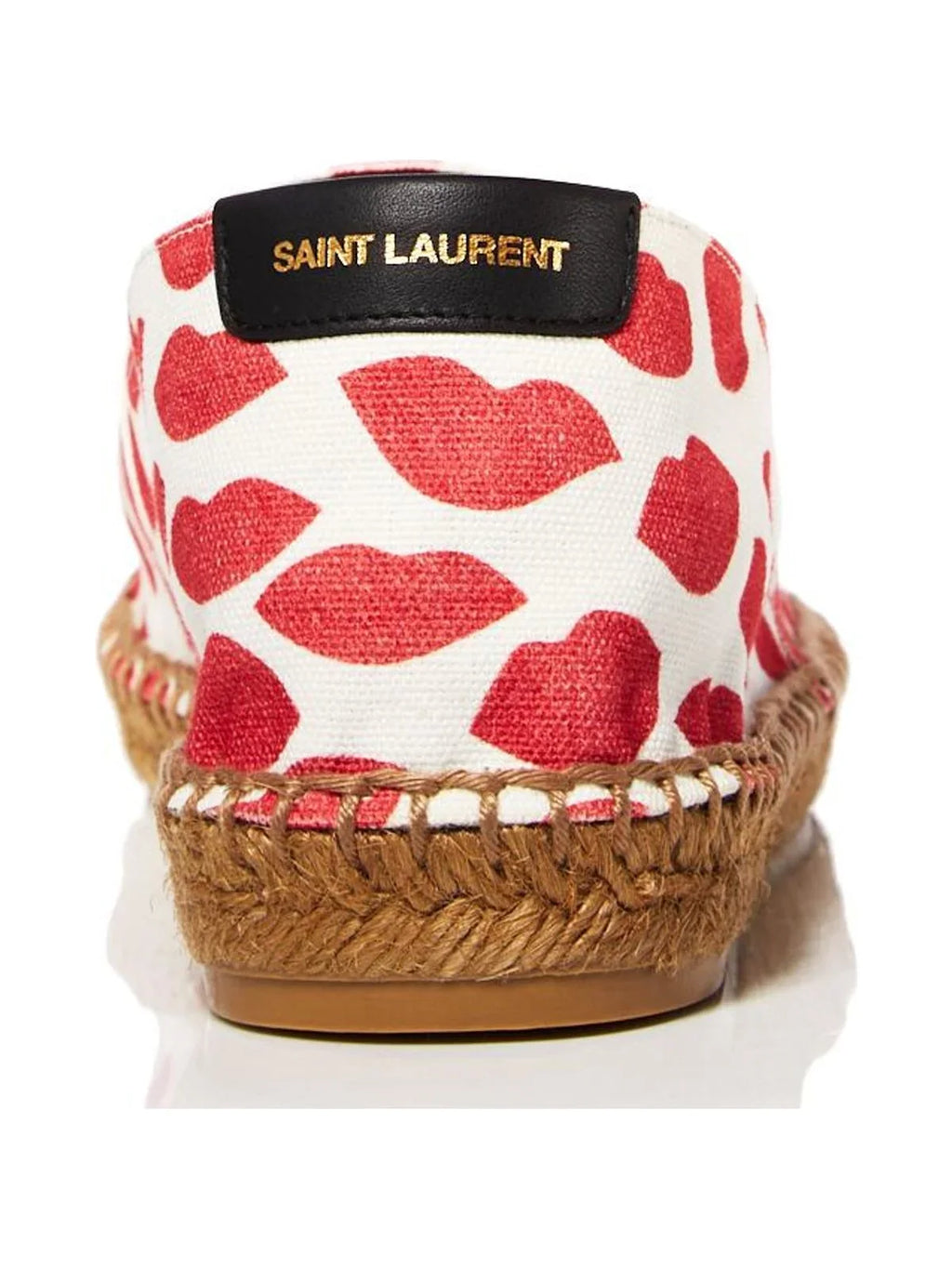 LAURENT Printed Espadrille SAINT On 36 Shoes Slip Red Bianco Lip Round Womens Logo Woven Toe Platform