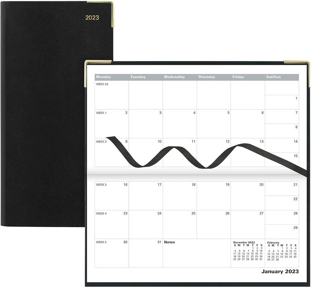 Landscape Months Slim 13 Month Per 2023 2024, Page, Per Diary Planner, Daily Jan (Black) London - Of 3 5/8" 12S Page, 1/4" 6 Classic Day Jan 2023