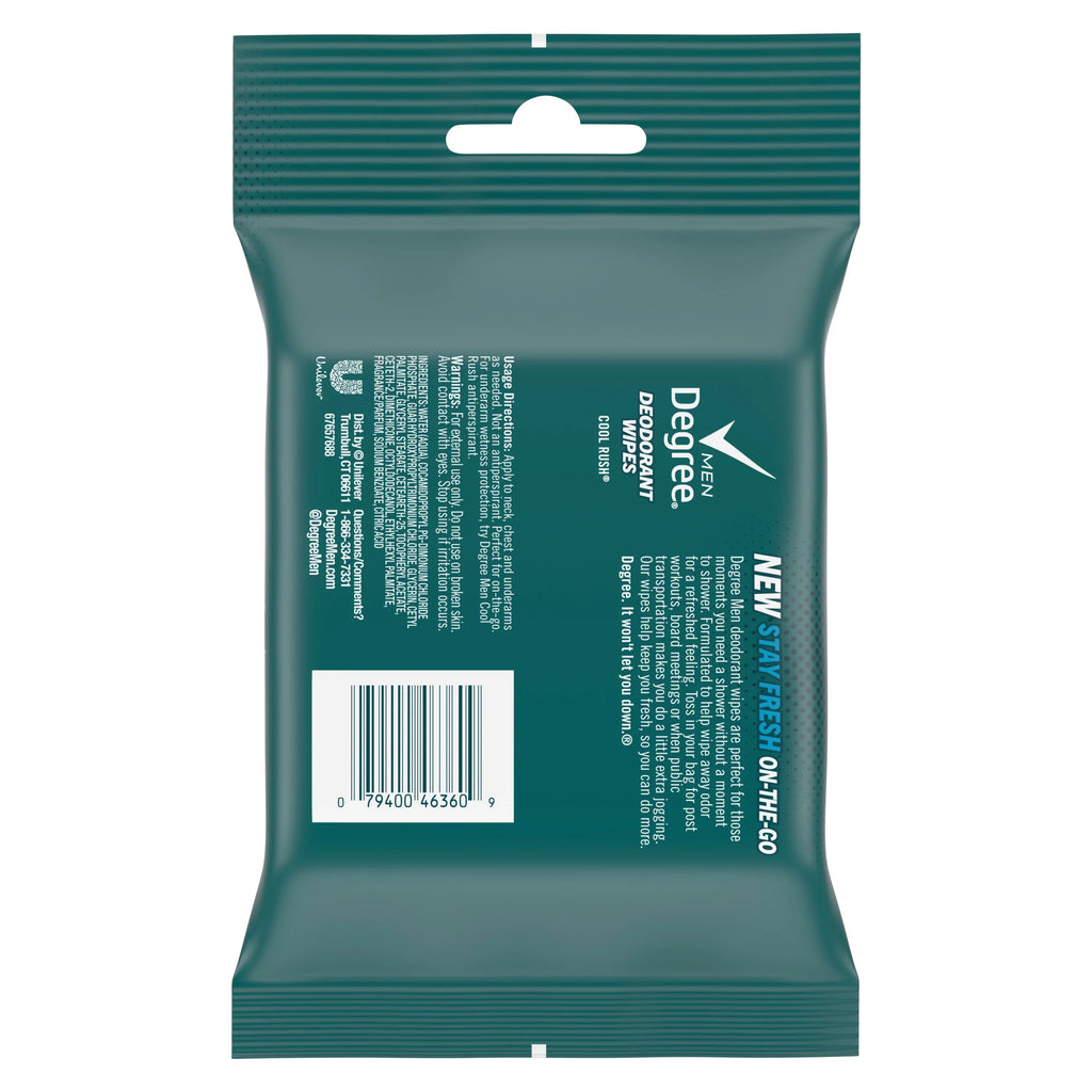 Rush 25ct Cool On-The-Go Men Wipes Deodorant Degree