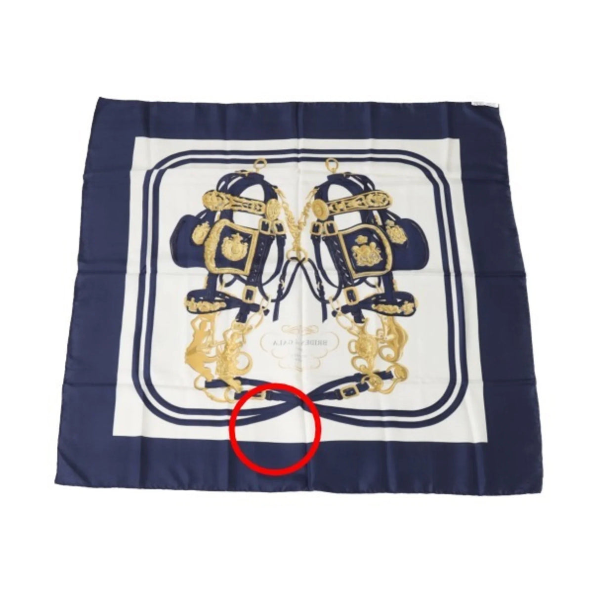 (Good) BRIDES de Hermes Blue Carre90 Scarf Pre-Owned GALA HERMES