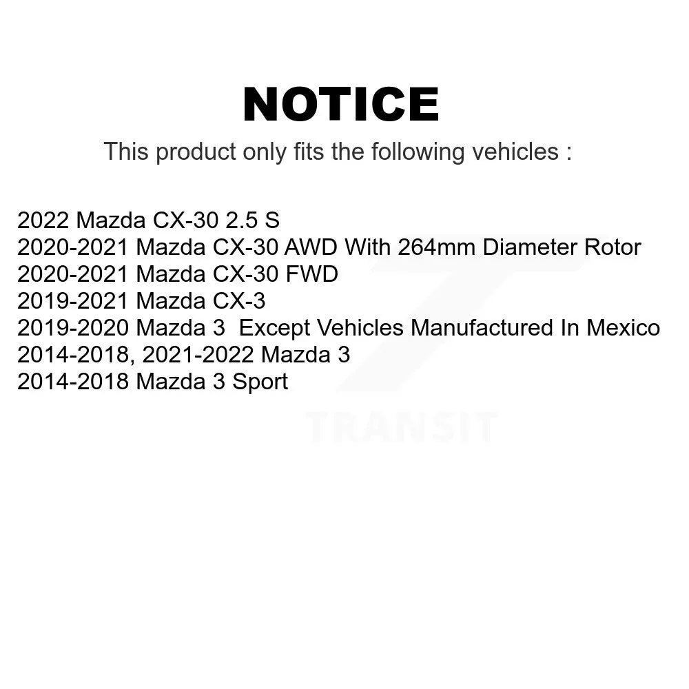 3 Mazda Sport CX-30 K8-100941 CX-3 Rear Disc Rotors Pair Brake For