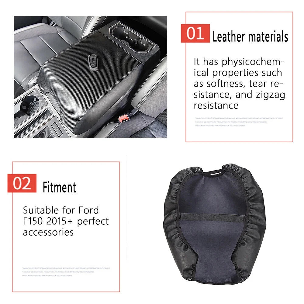 F150 Cover Leather Console Center Pad Protector Carbon Armrest Teledu