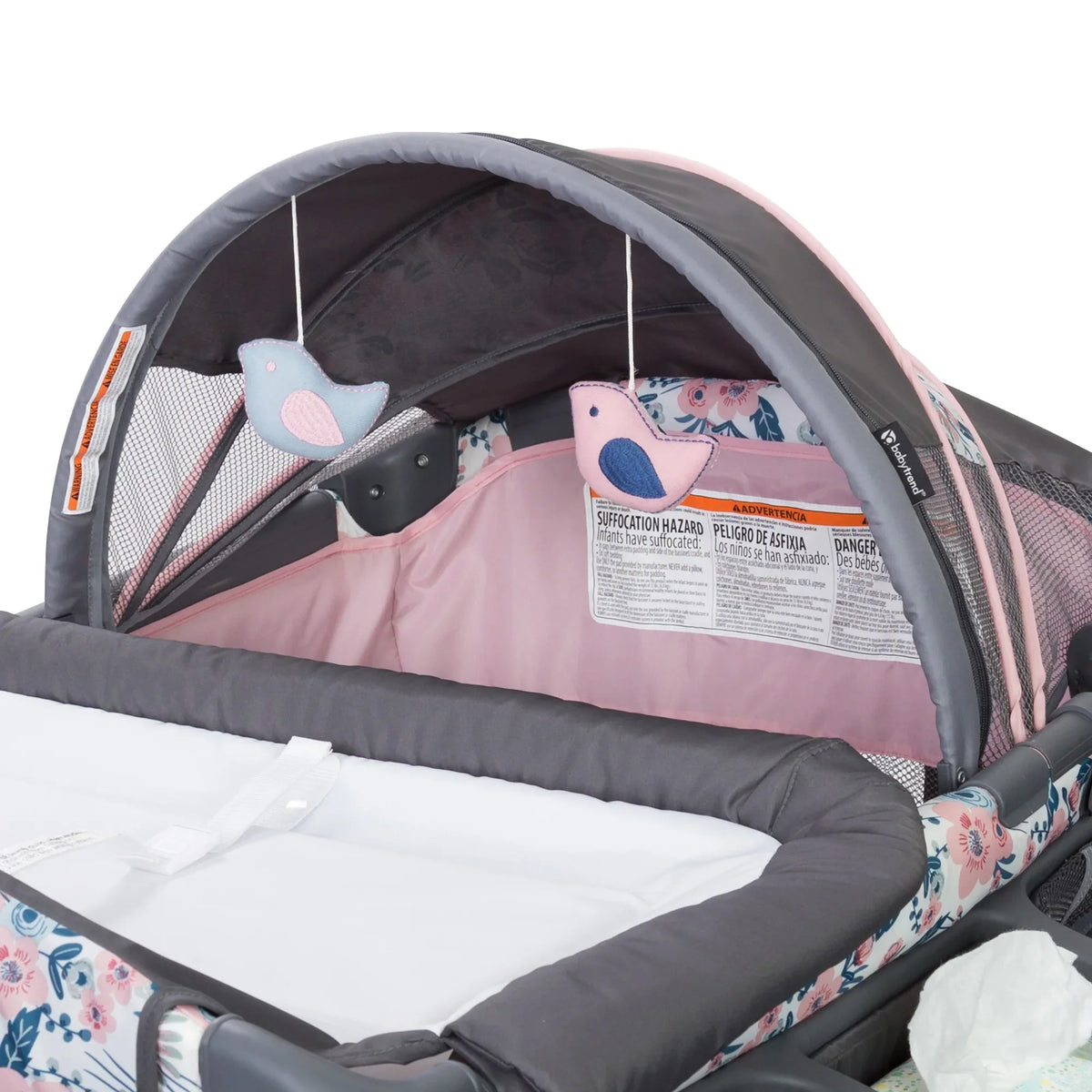 Playard Nursery Bag Center – Bluebell Pink Deluxe Trend Travel II with Baby