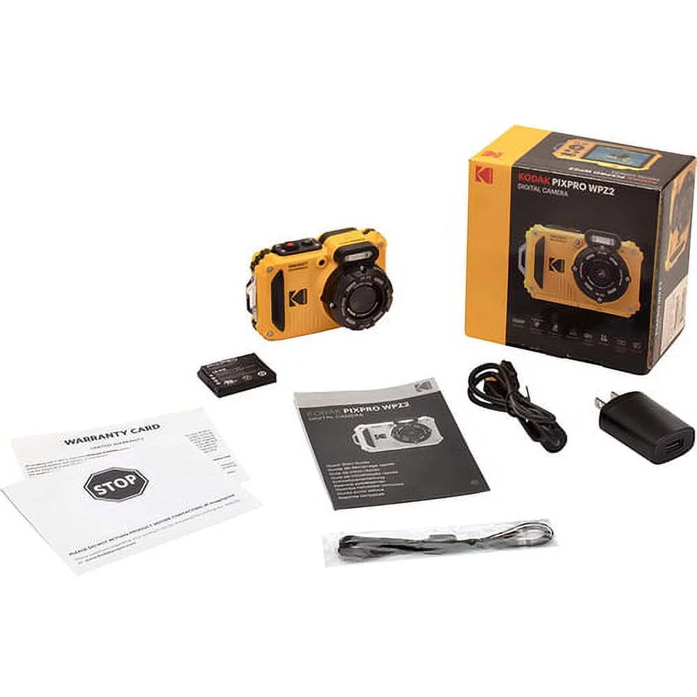 WPZ2 Optical 4X 2.7" Rugged Yellow PIXPRO Camera Digital 16MP Open Kodak Box LCD Full Zoom Video, Waterproof HD
