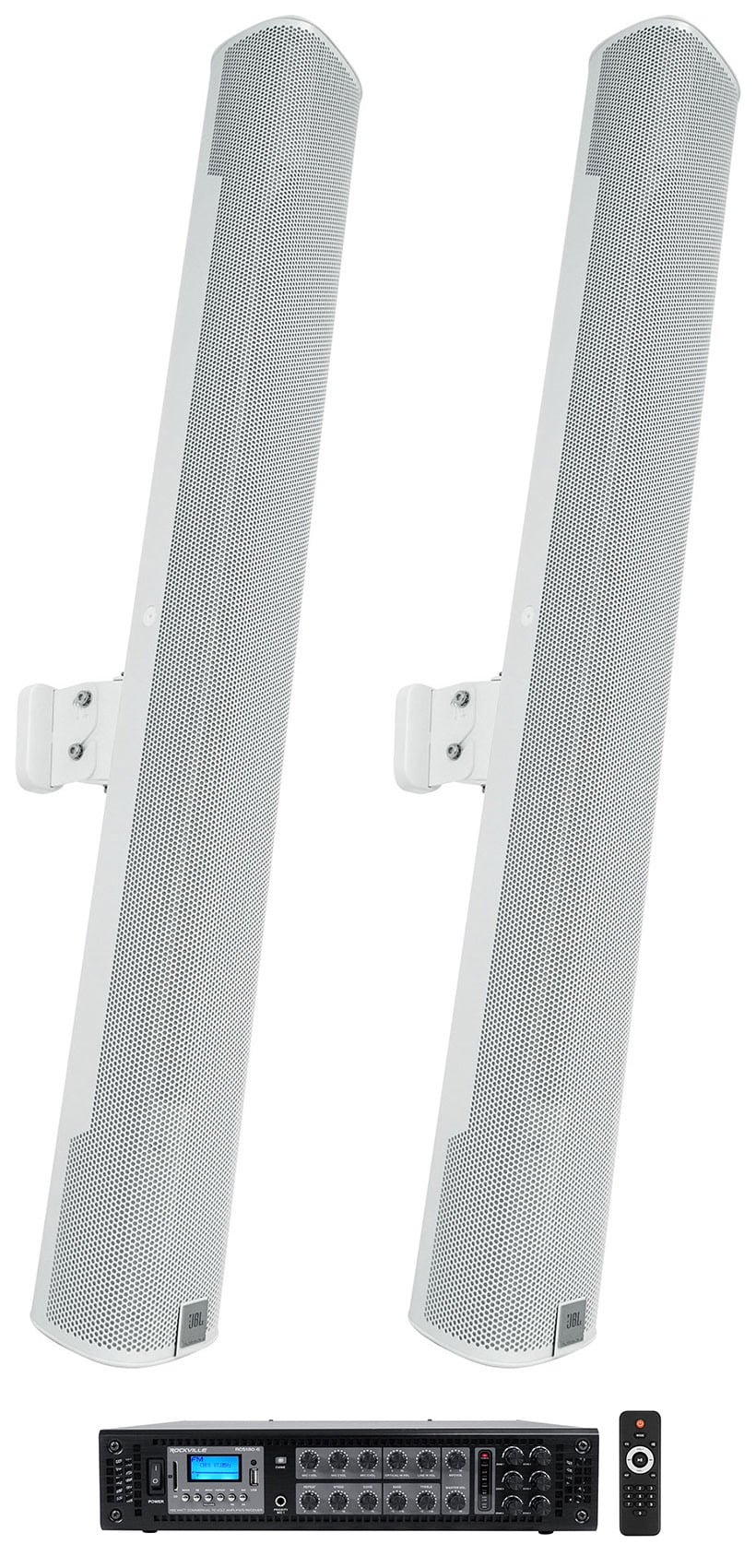 32" White Speakers+Amp Column Commercial 70V COL800-WH Wall Array JBL (2) Mount